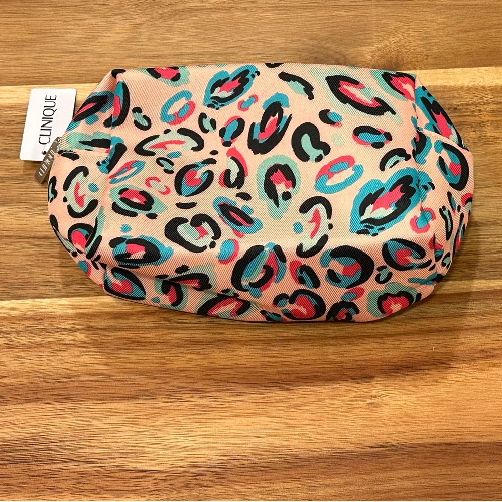 Clinique Pink Leopard Print Cosmetic Bag